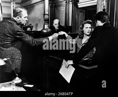 James Stewart, Joseph N. Welch, Lee Remick & George C. Scott Film: Anatomy Of A Murder (1959) Characters: Paul Biegler,Judge Weaver,Laura Manion & Asst. State Atty. Gen. Claude Dancer  Director: Otto Preminger 01 July 1959   **WARNING** This Photograph is for editorial use only and is the copyright of COLUMBIA and/or the Photographer assigned by the Film or Production Company and can only be reproduced by publications in conjunction with the promotion of the above Film. A Mandatory Credit To COLUMBIA is required. The Photographer should also be credited when known. No commercial use can be gra Stock Photo