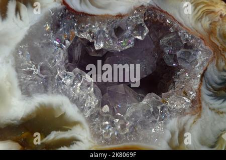 Quartz and Agate Geode close up Stock Photo
