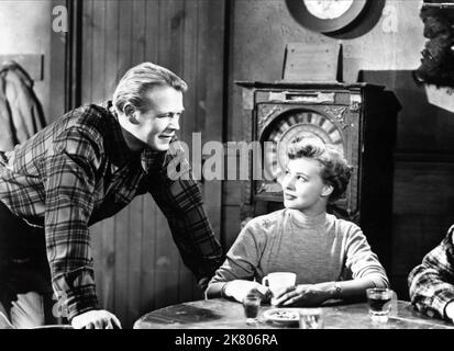 ALAN HALE JR., LOLA ALBRIGHT, WAYNE MORRIS, ARCTIC FLIGHT, 1952 Stock ...