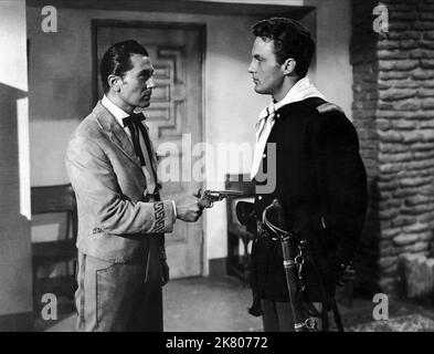 Rico Alaniz & Robert Stack Film: Conquest Of Cochise (1953) Characters: Felipe, Maj. Tom Burke  Director: William Castle 26 September 1953   **WARNING** This Photograph is for editorial use only and is the copyright of COLUMBIA PICTURES and/or the Photographer assigned by the Film or Production Company and can only be reproduced by publications in conjunction with the promotion of the above Film. A Mandatory Credit To COLUMBIA PICTURES is required. The Photographer should also be credited when known. No commercial use can be granted without written authority from the Film Company. Stock Photo