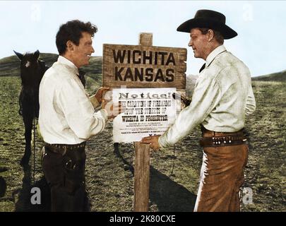 WYATT EARP and Bat Masterson in Dodge City, 1876. American deputy ...