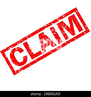 Claim red grunge rubber stamp on white background. Claim stamp sign. Claim symbol. Flat style. Stock Photo