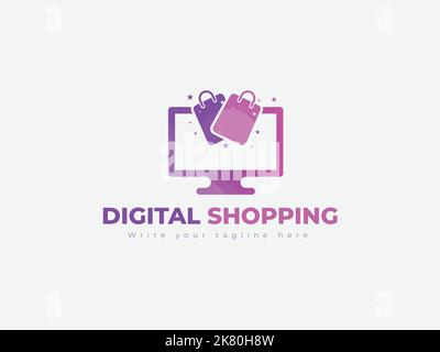Online shopping logo vector for ecommerce web store Stock Vector