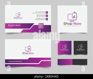 Online shop logo with business card Stock Vector