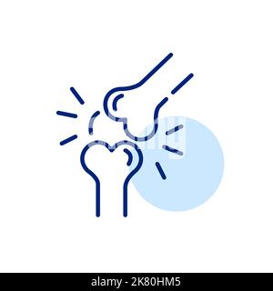 Arthritis knee joint pain. Pixel perfect, editable stroke line icon Stock Vector