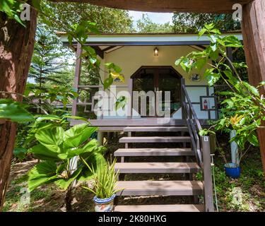 Koh Kood Thailand October 2022, Luxury vacation bungalow in a tropical garden in Thailand. Stock Photo