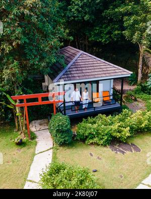 Koh Kood Thailand October 2022, Luxury vacation bungalow in a tropical garden in Thailand. Stock Photo