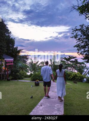 Koh Kood Thailand October 2022, Luxury vacation bungalow in a tropical garden in Thailand. Stock Photo