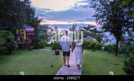 Koh Kood Thailand October 2022, Luxury vacation bungalow in a tropical garden in Thailand. Stock Photo