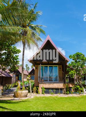 Koh Kood Thailand October 2022, Luxury vacation bungalow in a tropical garden in Thailand. Stock Photo