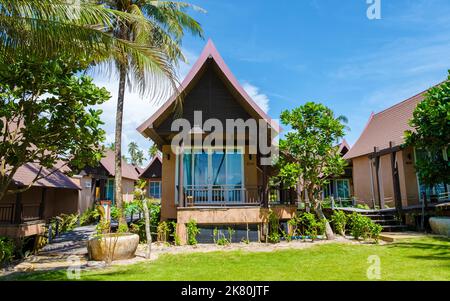 Koh Kood Thailand October 2022, Luxury vacation bungalow in a tropical garden in Thailand. Stock Photo