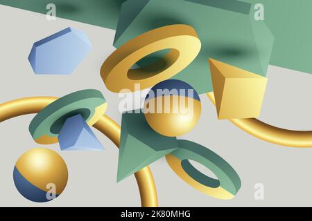 Geometric plexus pattern digital 3d shapes 3 vertical gradient color banners with text blocks isolated vector illustration Stock Vector