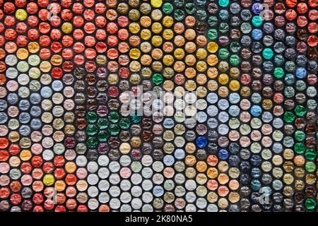 Texture, background made of small stumps painted in different colors, looks like mosaic Stock Photo