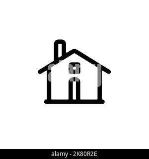 home , address icon, logo type in outline shape vector illustration on white isolated background. Stock Vector