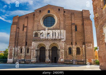 Pediment of the Saint Sernin basilica in Toulouse in Occitanie, France Stock Photo