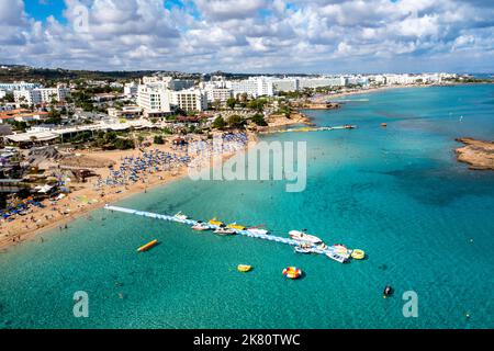 Aerial view of Fig Tree Bay, Protaras, Cyprus. Stock Photo