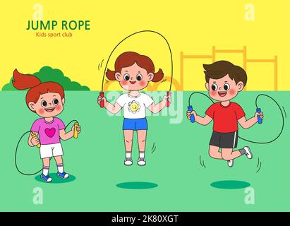 illustration illustration of children enjoying, taking sports lessons  jumping rope Stock Photo