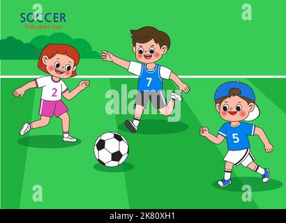 illustration illustration of children enjoying, taking sports lessons  soccer Stock Photo