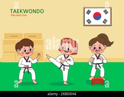 illustration illustration of children enjoying, taking sports lessons  Taekwondo Stock Photo