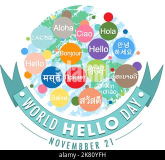 World hello day banner design illustration Stock Vector