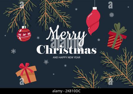 the inscription Merry Christmas and Happy New Year Stock Vector
