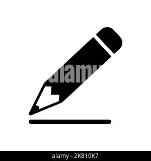 Pencil icon with line in flat style. Pencil solid symbol isolated on white background. Simple abstract drawing icon in black. Vector illustration for Stock Vector