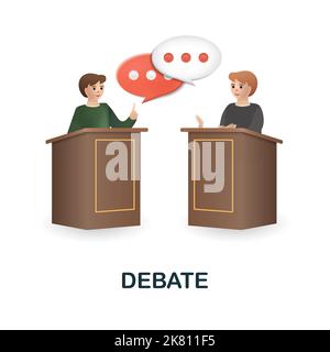 Debate icon. 3d illustration from discussion collection. Creative Debate 3d icon for web design, templates, infographics and more Stock Vector