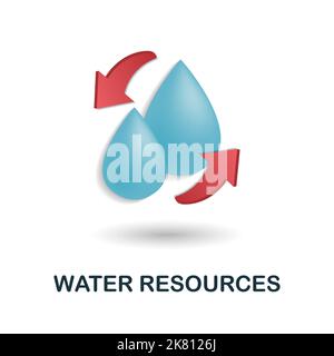 Water Resources icon. 3d illustration from ecology and energy collection. Creative Water Resources 3d icon for web design, templates, infographics and Stock Vector