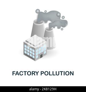 Factory Pollution icon. 3d illustration from ecology and energy collection. Creative Factory Pollution 3d icon for web design, templates, infographics Stock Vector