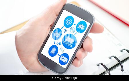 Email sending concept shown on a smartphone screen Stock Photo