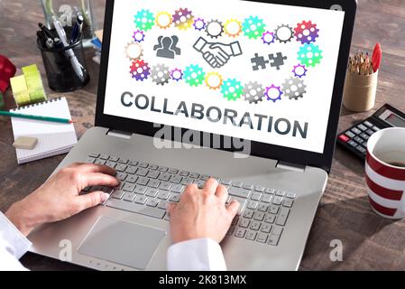 Collaboration concept shown on a laptop screen Stock Photo