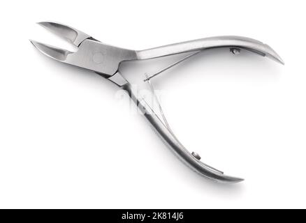 Top view of professional nail clippers isolated on white Stock Photo