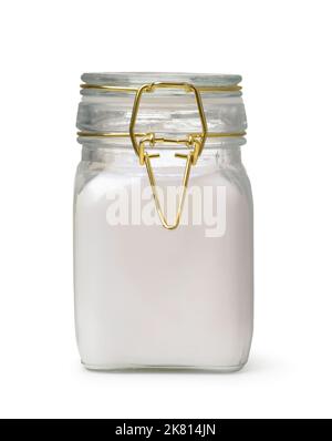 Front view of cosmetic cream glass jar isolated on white Stock Photo