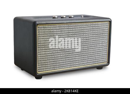 Retro style bluetooth speaker isolated on white Stock Photo