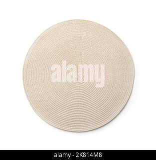 Front view of round braided placemat isolated on white Stock Photo