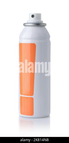 Orange paint spray can isolated on white Stock Photo