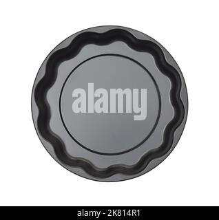Top view of empty black round metal baking dish isolated on white Stock Photo