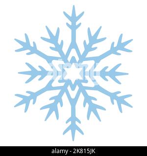 Snowflake. Festive ornament. Vector illustration. Isolated white background. Flat style. A fragile crystal of intricate shape. Frostwork. Snow flakes. Stock Vector