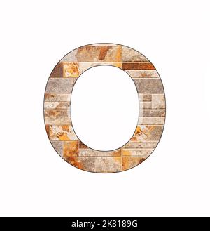 Alphabet letter O - Rustic tile background Stock Photo