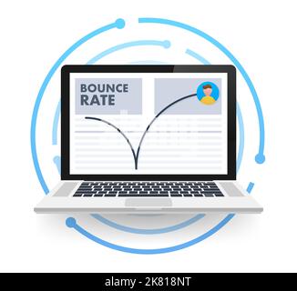 Website Bounce rate, exit rate, internet marketing. Vector stock illustration. Stock Vector