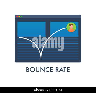 Website Bounce rate, exit rate, internet marketing. Vector stock illustration. Stock Vector