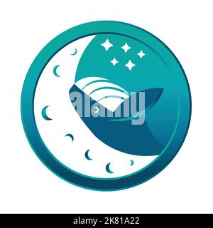 Humpback whale Dreaming of the moon Stock Vector