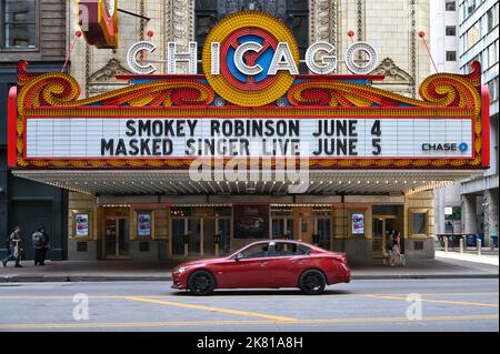 Chicago Theatre Downtown Chicago, Illinois, Vereinigte Staaten von Amerika Stock Photo
