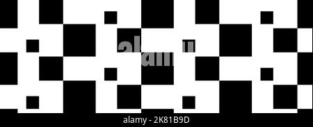 abstract seamless vector pattern made of black and wehite rectangles, distorted checkerboard style Stock Vector