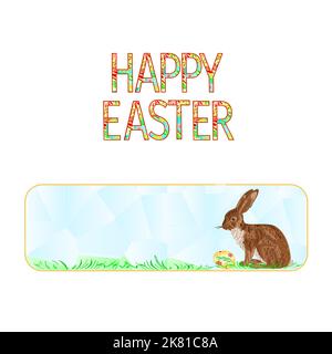 Banner  Easter Bunny and Easter egg polygons vector illustration Stock Vector