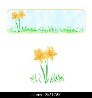 Banner Easter daffodil polygons vector illustration Stock Vector