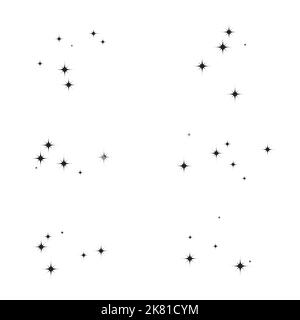 Fireworks star is a random source of flow. Set of shooting star. Stars on a white background. Stock Vector