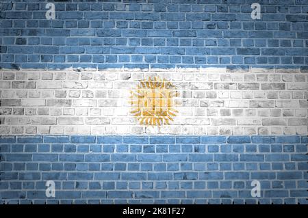 An image of the Argentina flag painted on a brick wall in an urban location Stock Photo
