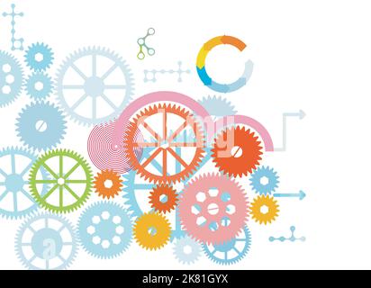 Technology and engineering concept, abstract technology isolated on white, illustration Stock Vector
