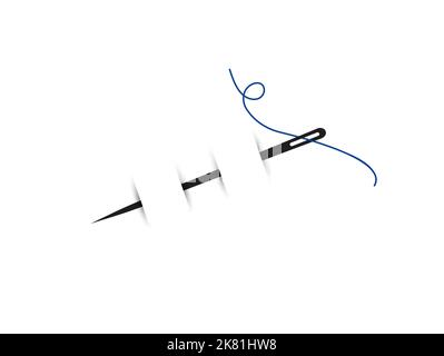 Sharp Needle and thread black silhouette. Sewing needle Stock Vector